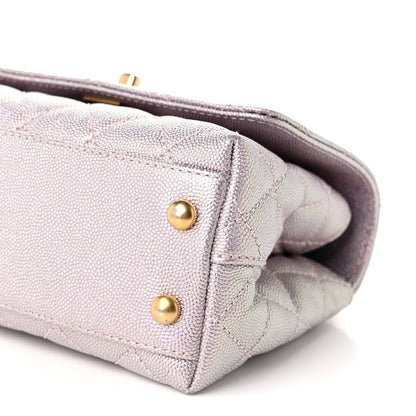 Chanel Metallic Caviar Quilted Extra Mini Coco Handle Flap Light Pink 10 of 10