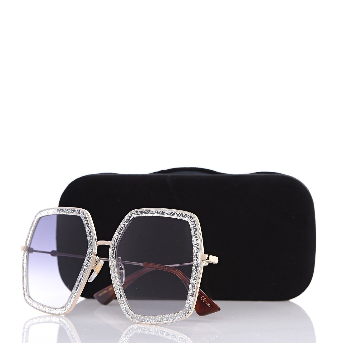Glitter Acetate Oversize Square Frame Sunglasses GG0106S Gold