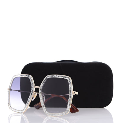 Gucci Glitter Acetate Oversize Square Frame Sunglasses GG0106S Gold 8 of 8