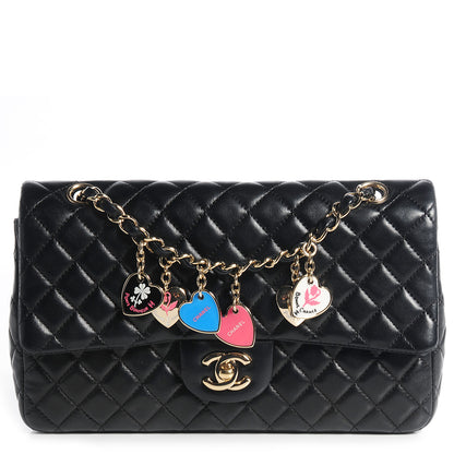 Chanel Lambskin Quilted Valentine Charms Medium Single Flap Black 1 of 8
