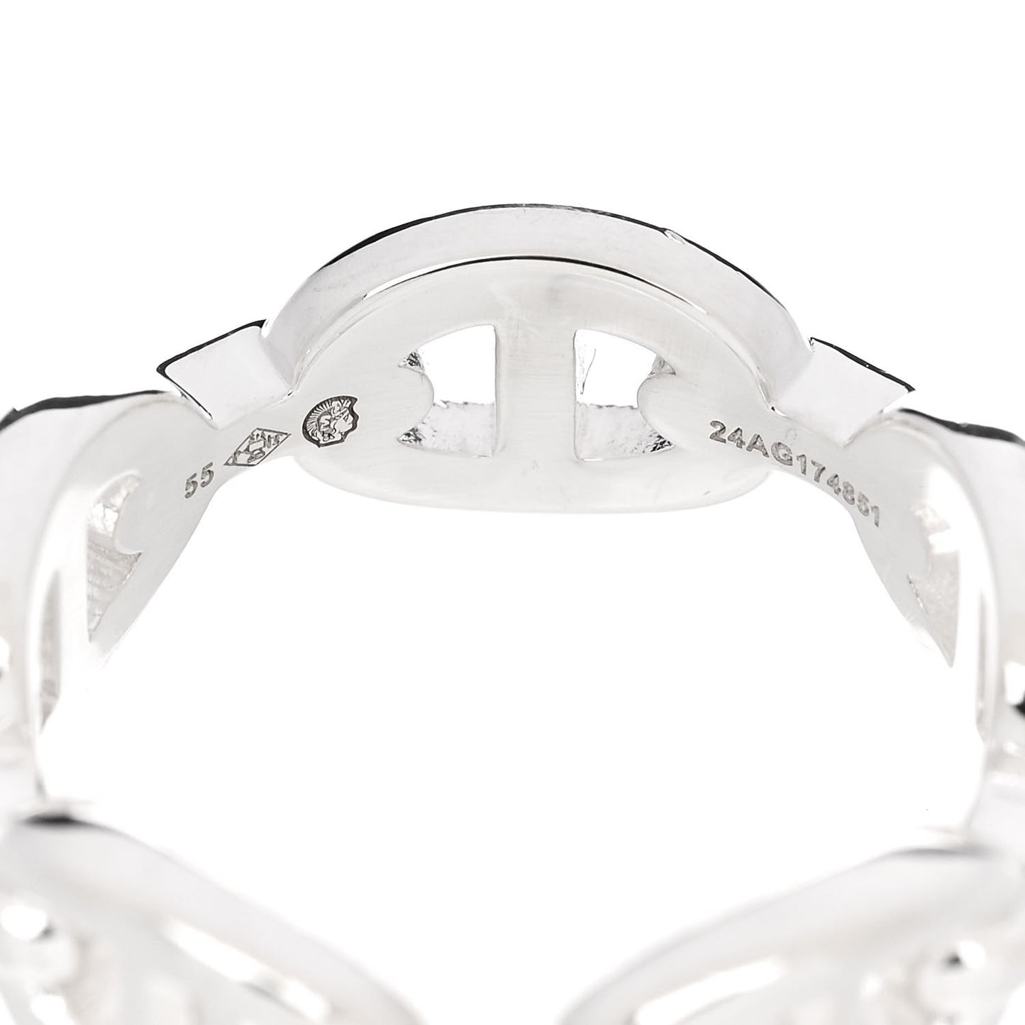 Sterling Silver PM Chaine d'Ancre Enchainee Band Ring 55 7.25