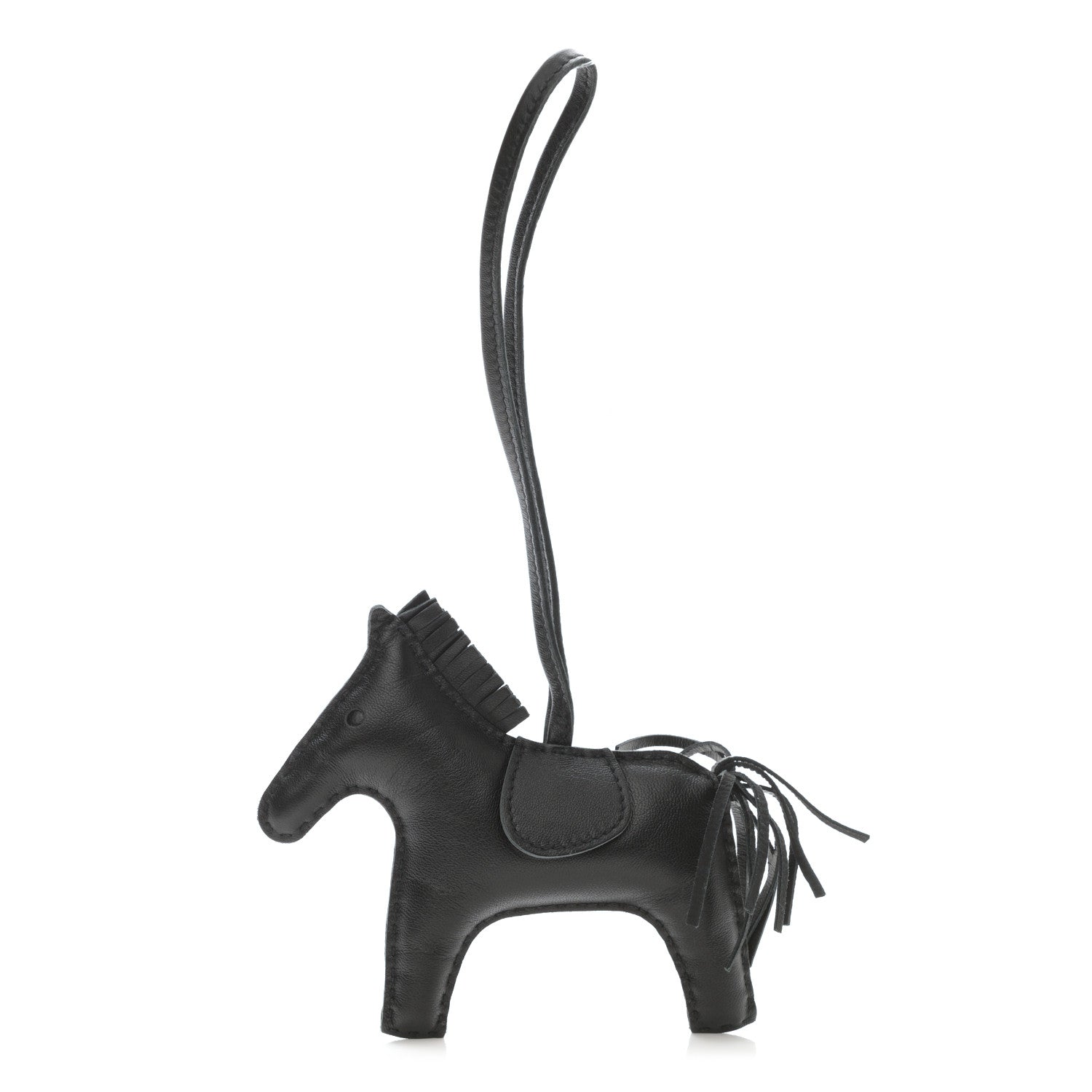Hermes Milo Lambskin Grigri Rodeo Horse Bag Charm MM So Black 1 of 4