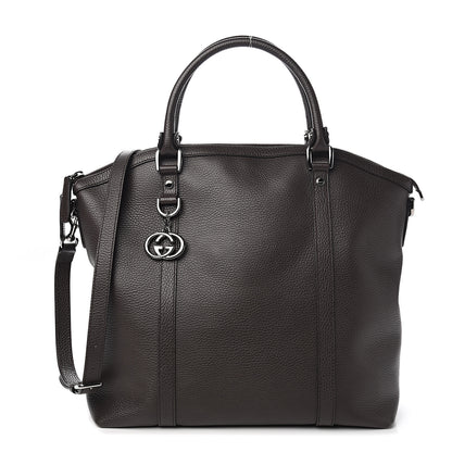 Gucci Calfskin Medium GG Charm Convertible Dome Satchel Dark Brown 1 of 9
