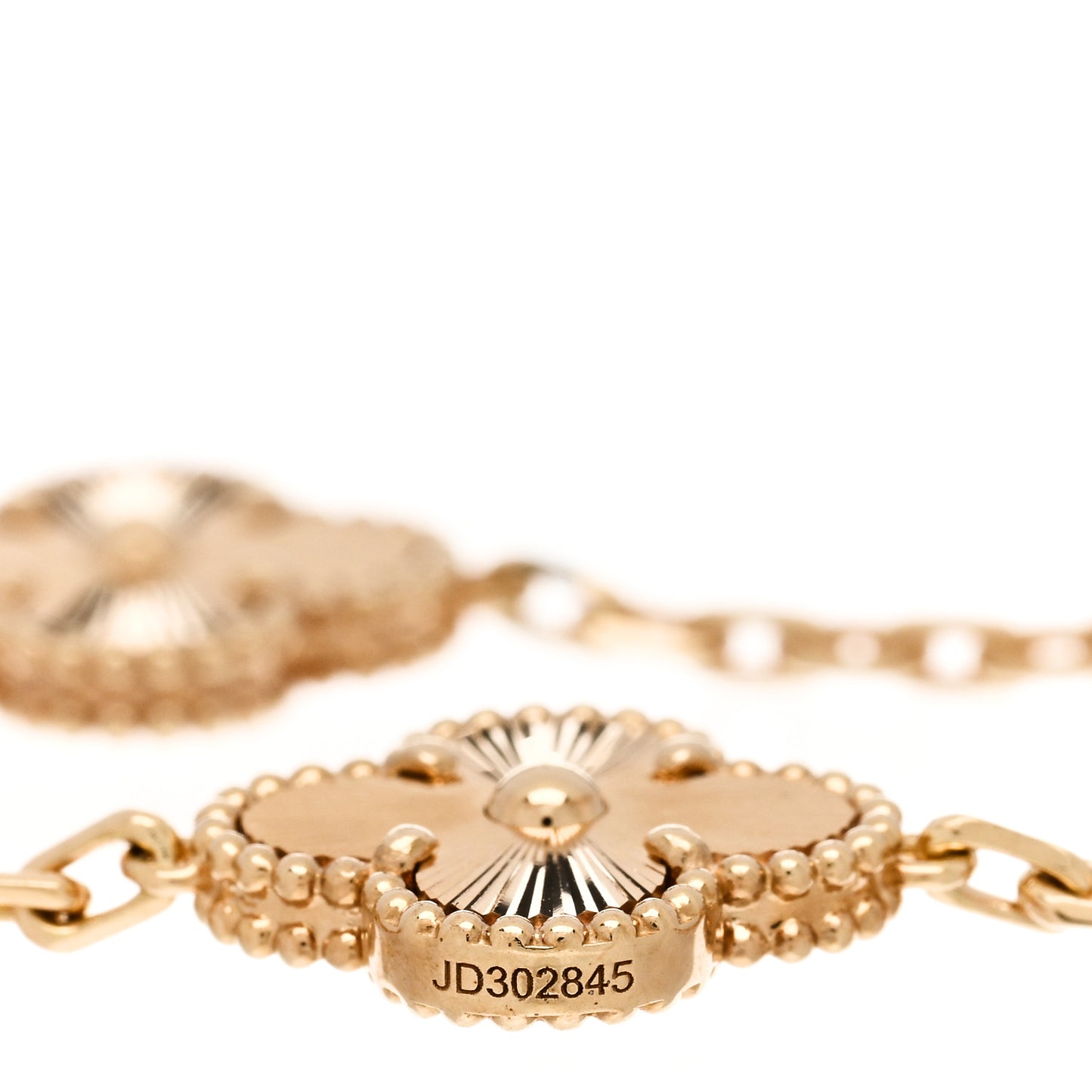 18K Yellow Gold 5 Motifs Guilloche Vintage Alhambra Bracelet