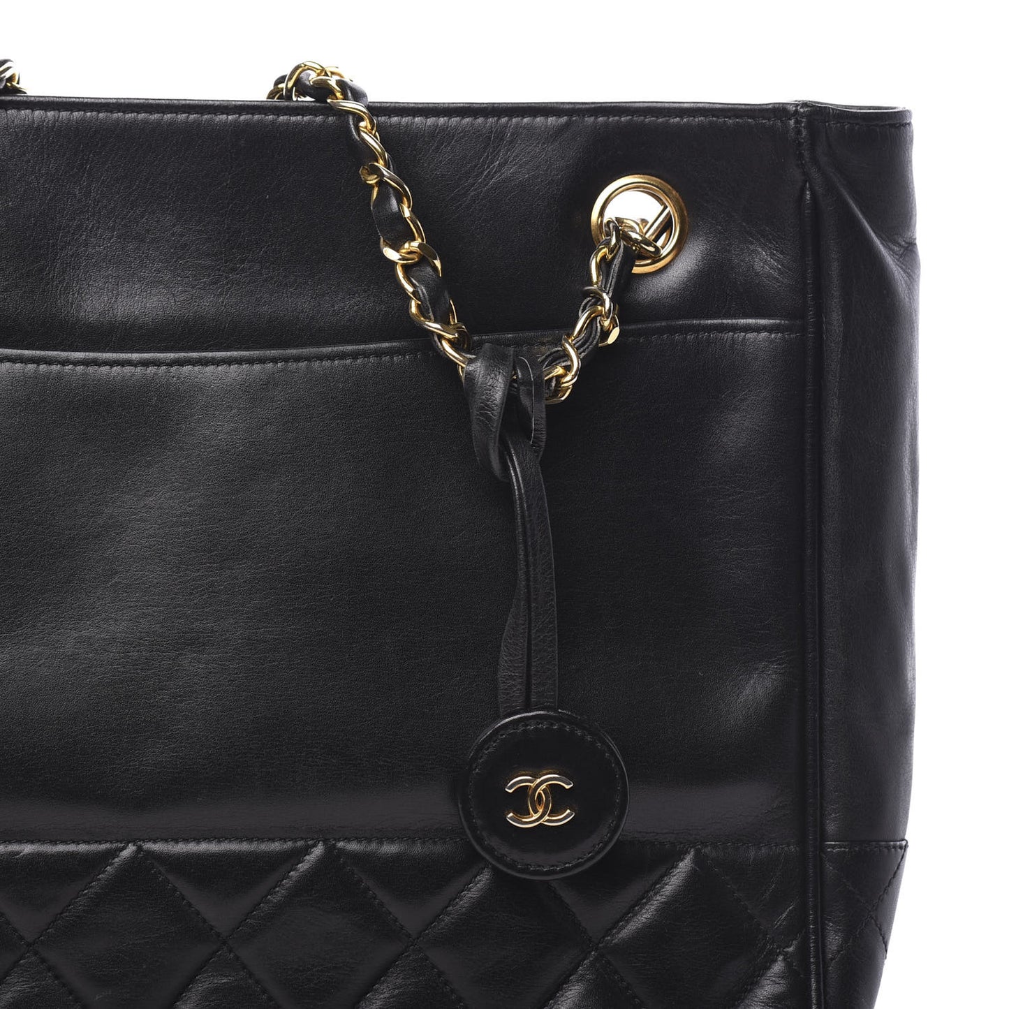 Lambskin Quilted Shoulder Bag Black