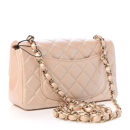 Chanel Iridescent Calfskin Quilted Mini Rectangular Flap Beige 3 of 10