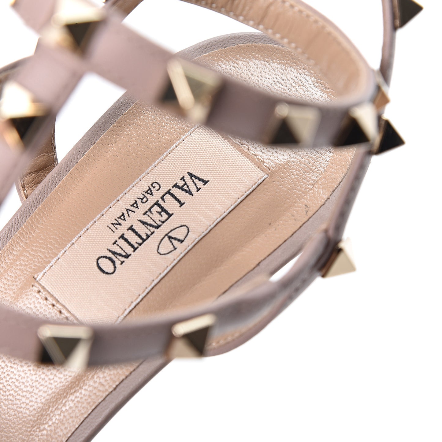 Calfskin Nappa Rockstud Gladiator 70mm Sandals 37 Poudre