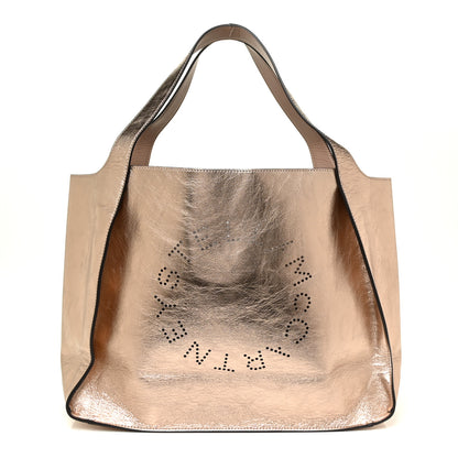 Stella McCartney Metallic Eco Alter Nappa Perforated Logo Large Satchel Gold 1 of 9