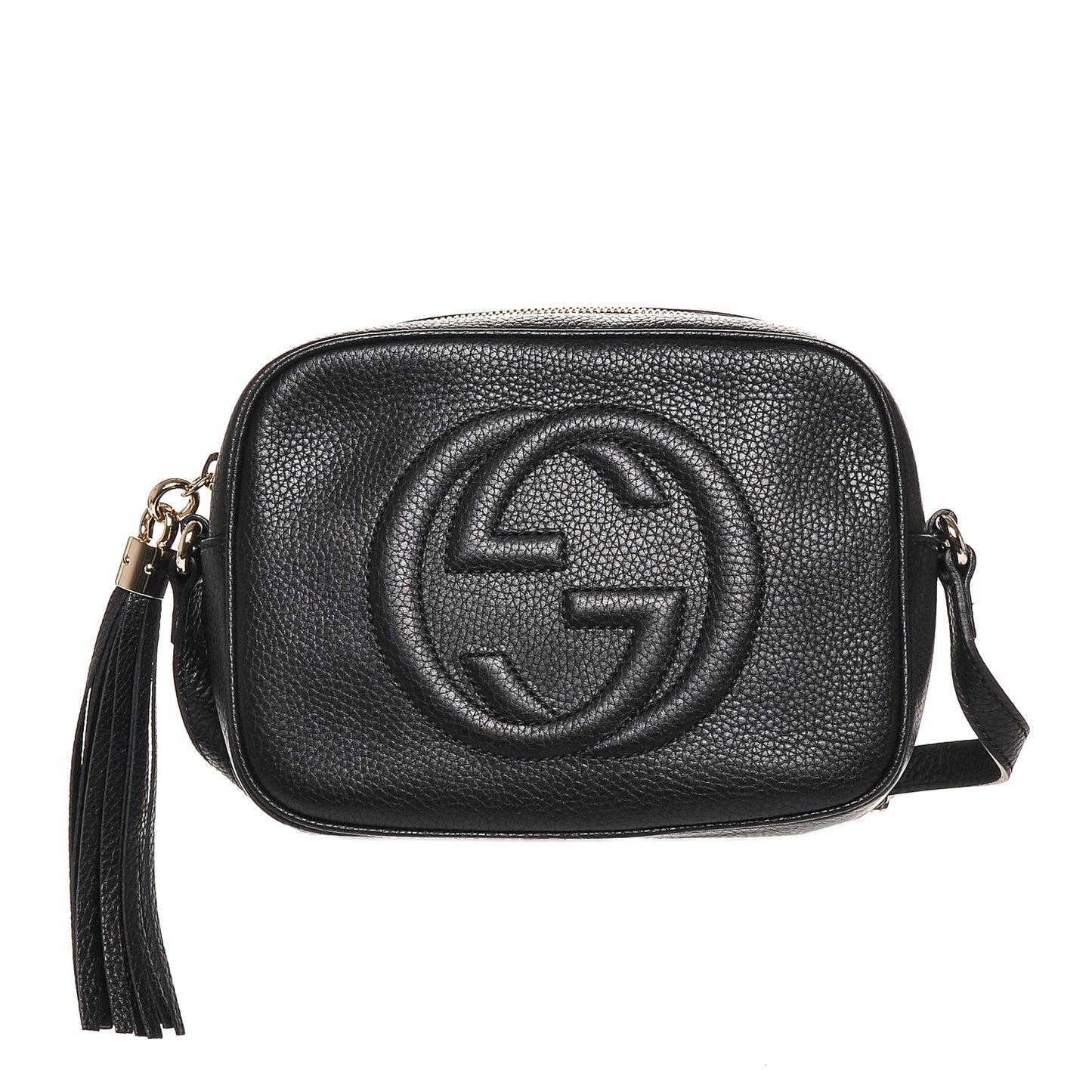Pebbled Calfskin Small Soho Disco Bag Black