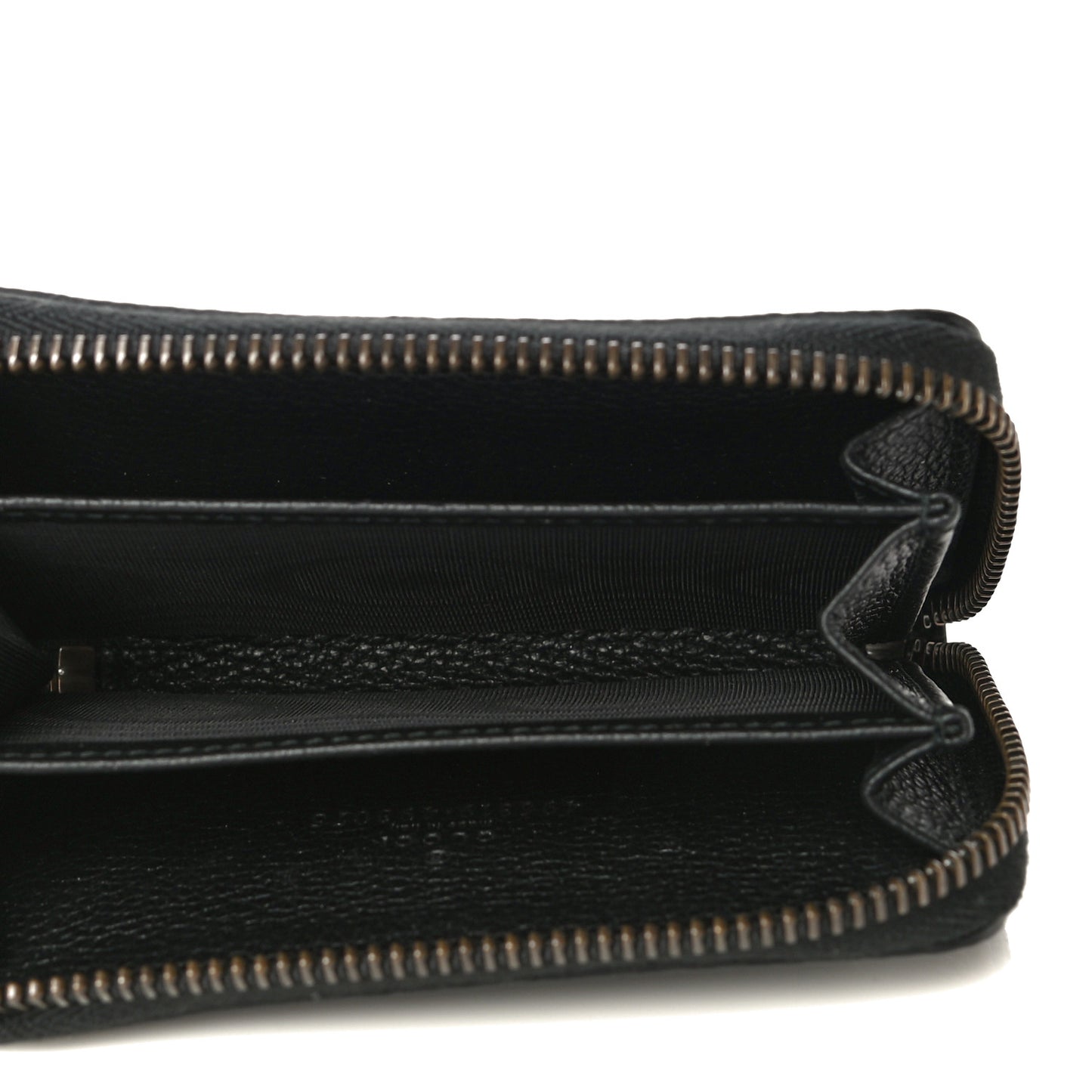Calfskin Logo Zip Around Card Case Black