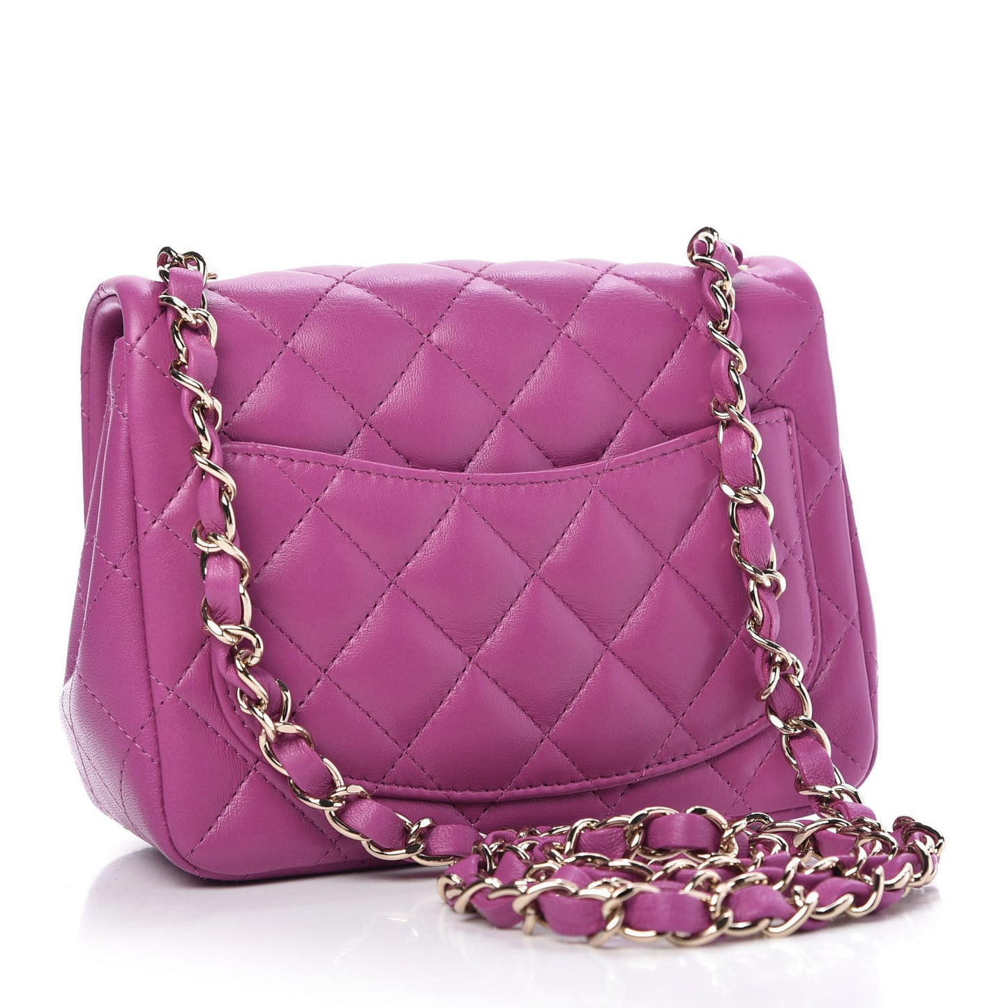 Lambskin Quilted Mini Square Flap Purple