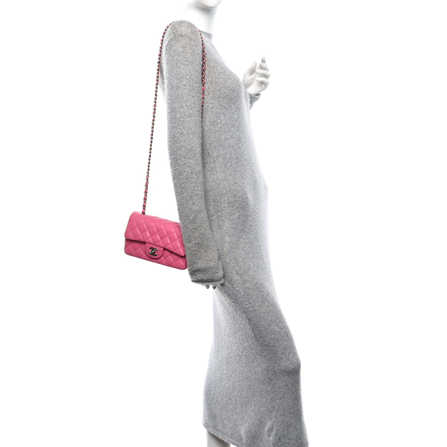 Chanel Lambskin Quilted Mini Rectangular Flap Pink 2 of 11