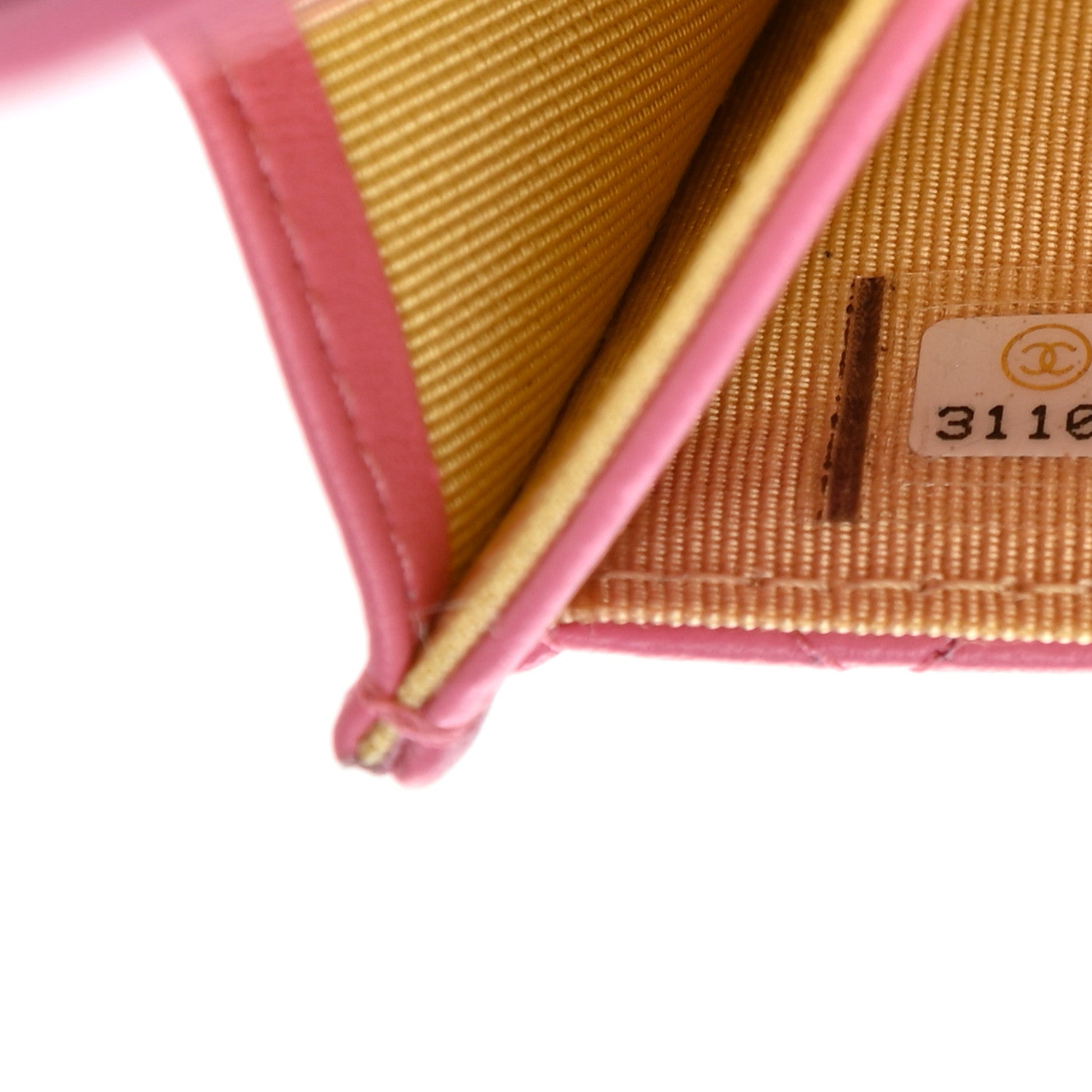 Chanel Lambskin Quilted Flap Card Holder Wallet Pink Yellow 8 of 8