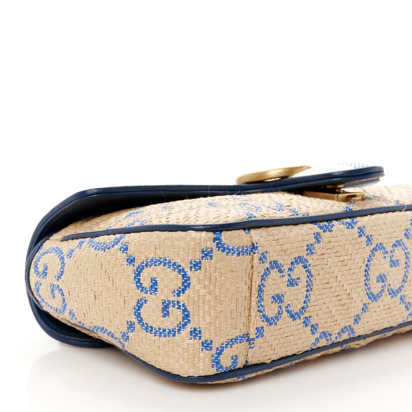 Raffia GG Monogram Matelasse Small GG Marmont Shoulder Bag Natural Royale Off White