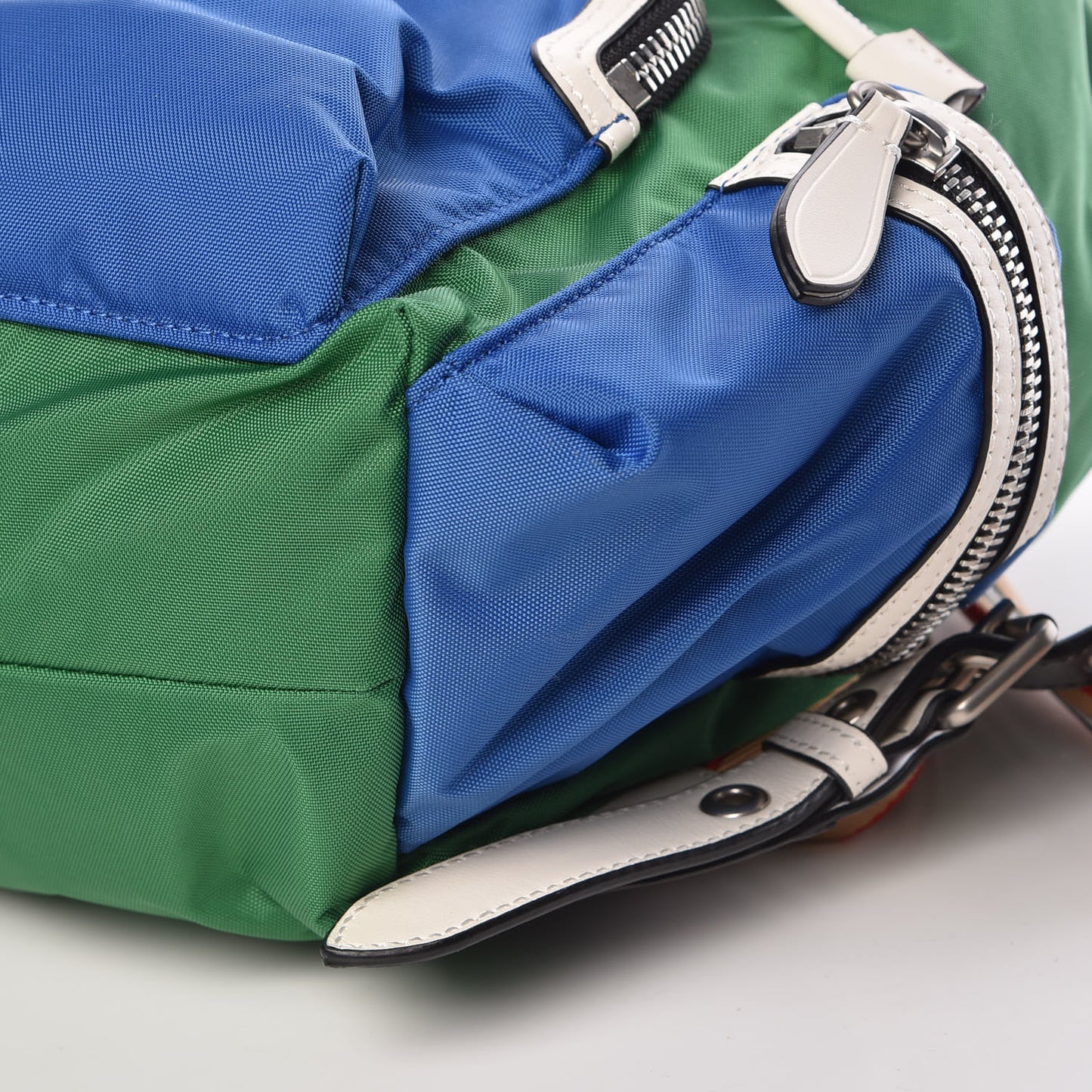 Nylon Medium Colorblock Rucksack Backpack Green Blue