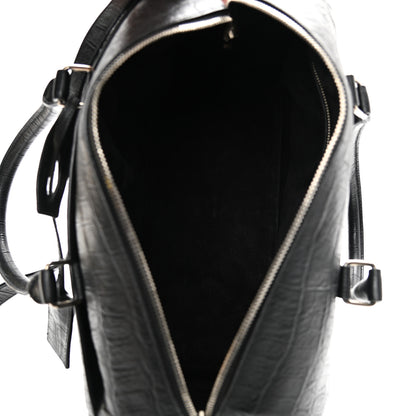 Saint Laurent Calfskin Crocodile Embossed Classic Duffle Bag Black 5 of 11