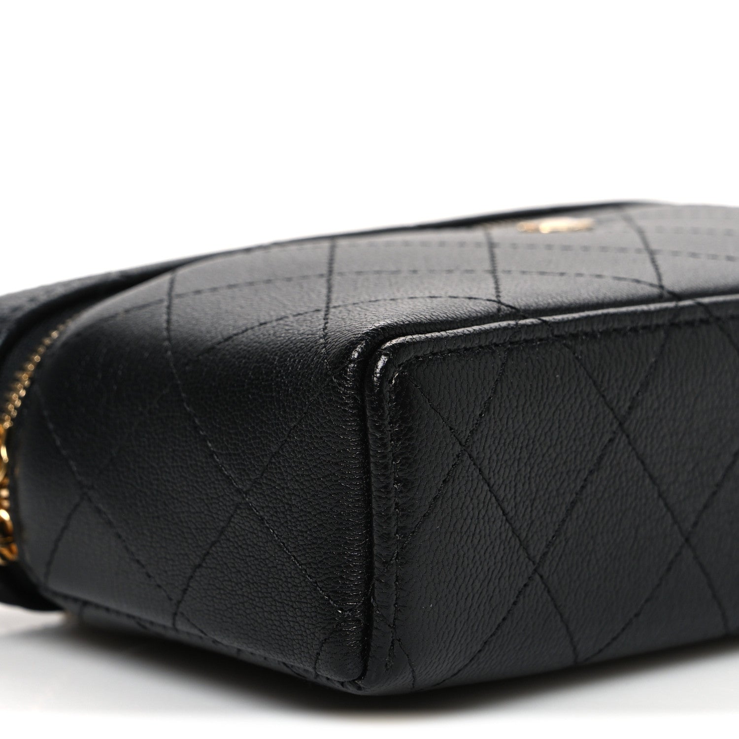 Chanel Goatskin Quilted Top Handle Slim Vanity With Chain Black 9 of 10