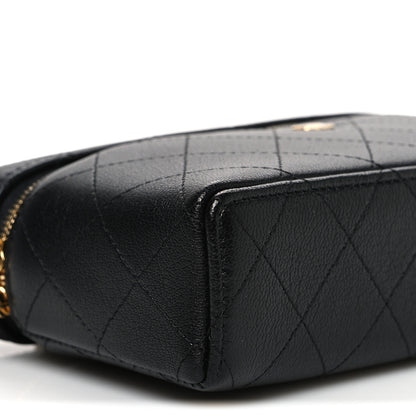 Chanel Goatskin Quilted Top Handle Slim Vanity With Chain Black 9 of 10