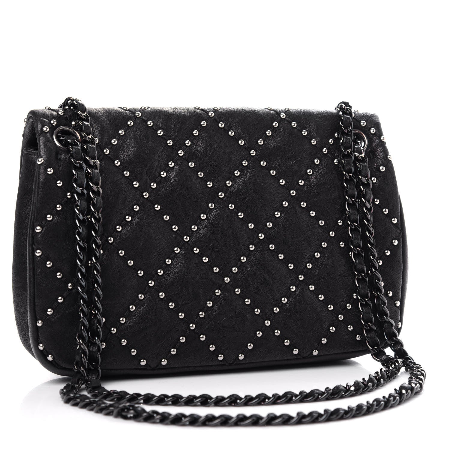 Chanel Washed Lambskin Studded Small Metal Beauty Flap Black 3 of 10