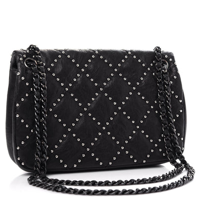 Chanel Washed Lambskin Studded Small Metal Beauty Flap Black 3 of 10