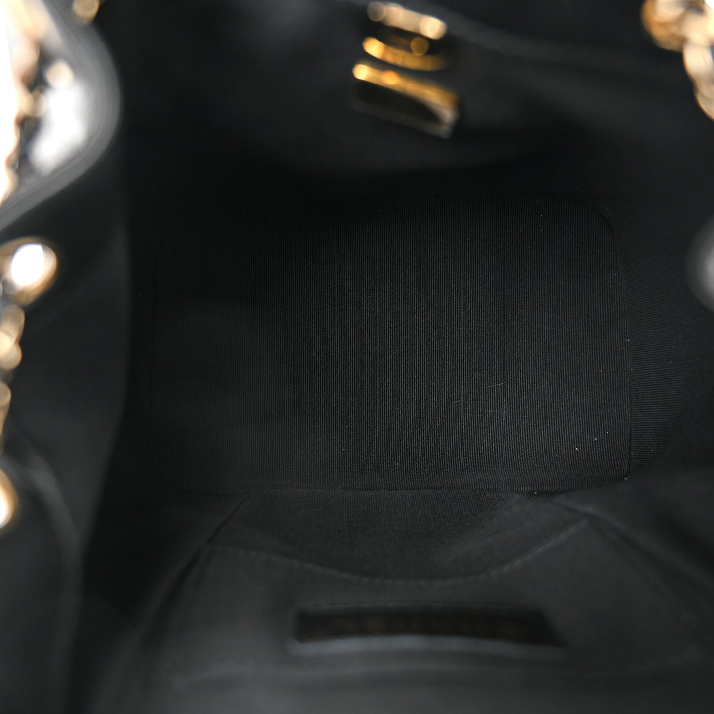 Glazed Aged Calfskin Quilted Small Duma Drawstring Backpack Black