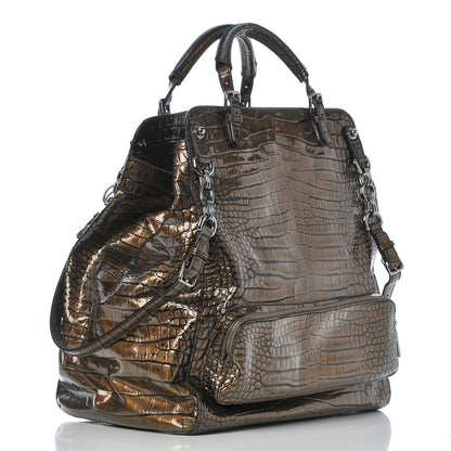 Dolce & Gabbana Patent Crocodile Embossed Miss Pocket Satchel Brown 4 of 8