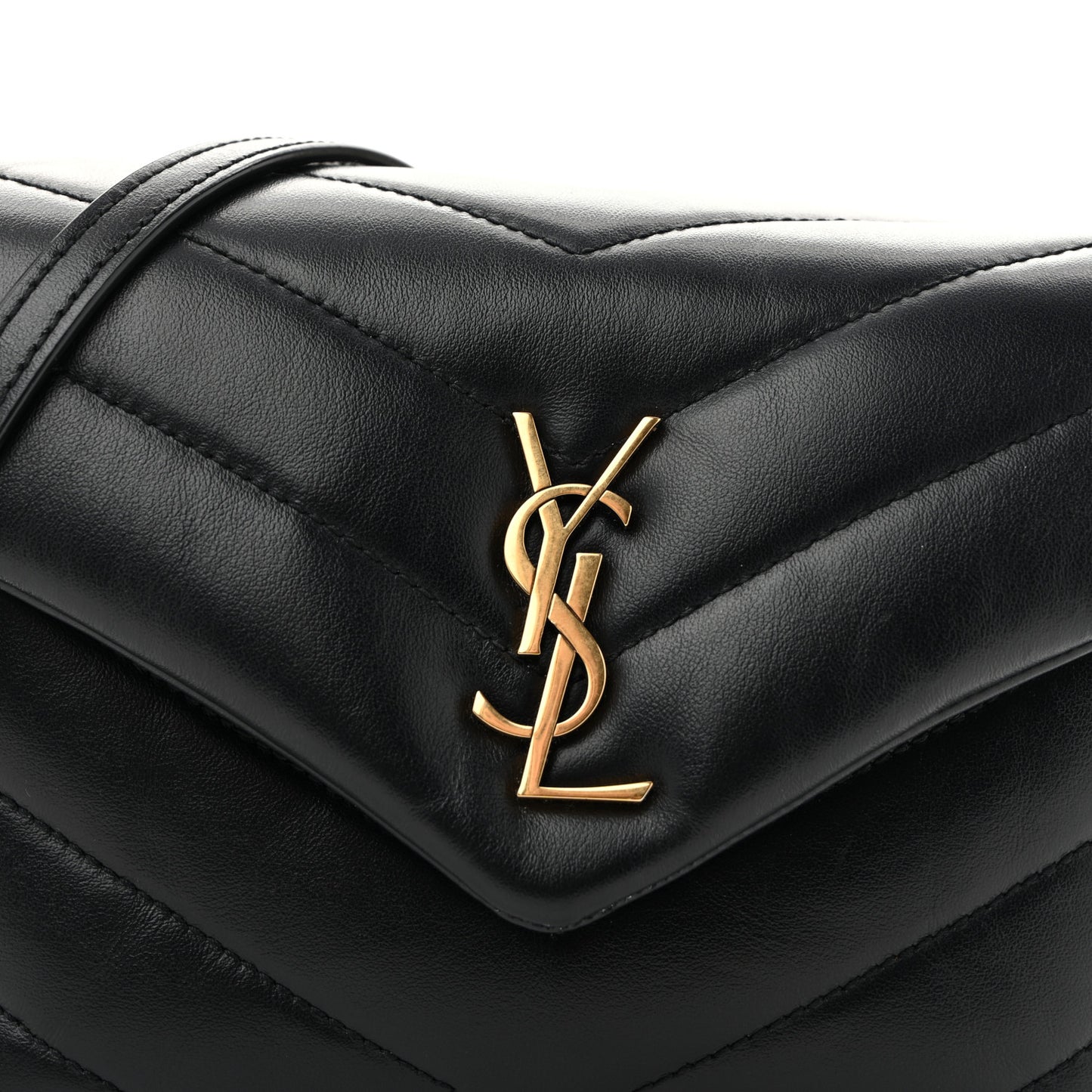 Calfskin Y Quilted Monogram Toy Loulou Crossbody Bag Black