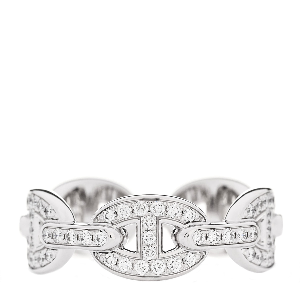 18K White Gold Diamond PM d'Ancre Enchainee Ring 53 6.5