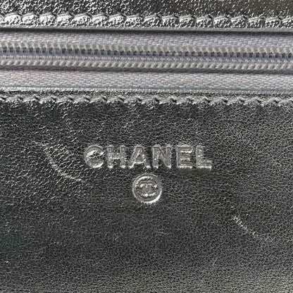 Chanel Gradient Metallic Calfskin Quilted Wallet On Chain WOC Silver Blue Yellow Purple 7 of 10