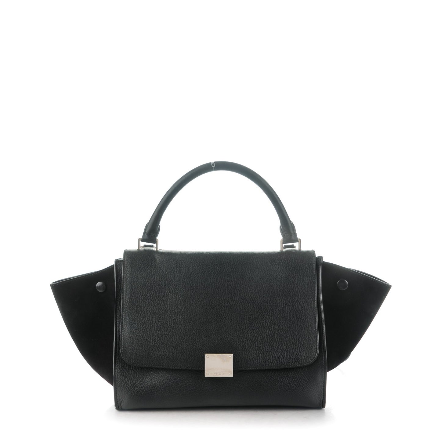 Drummed Calfskin Suede Small Trapeze Black
