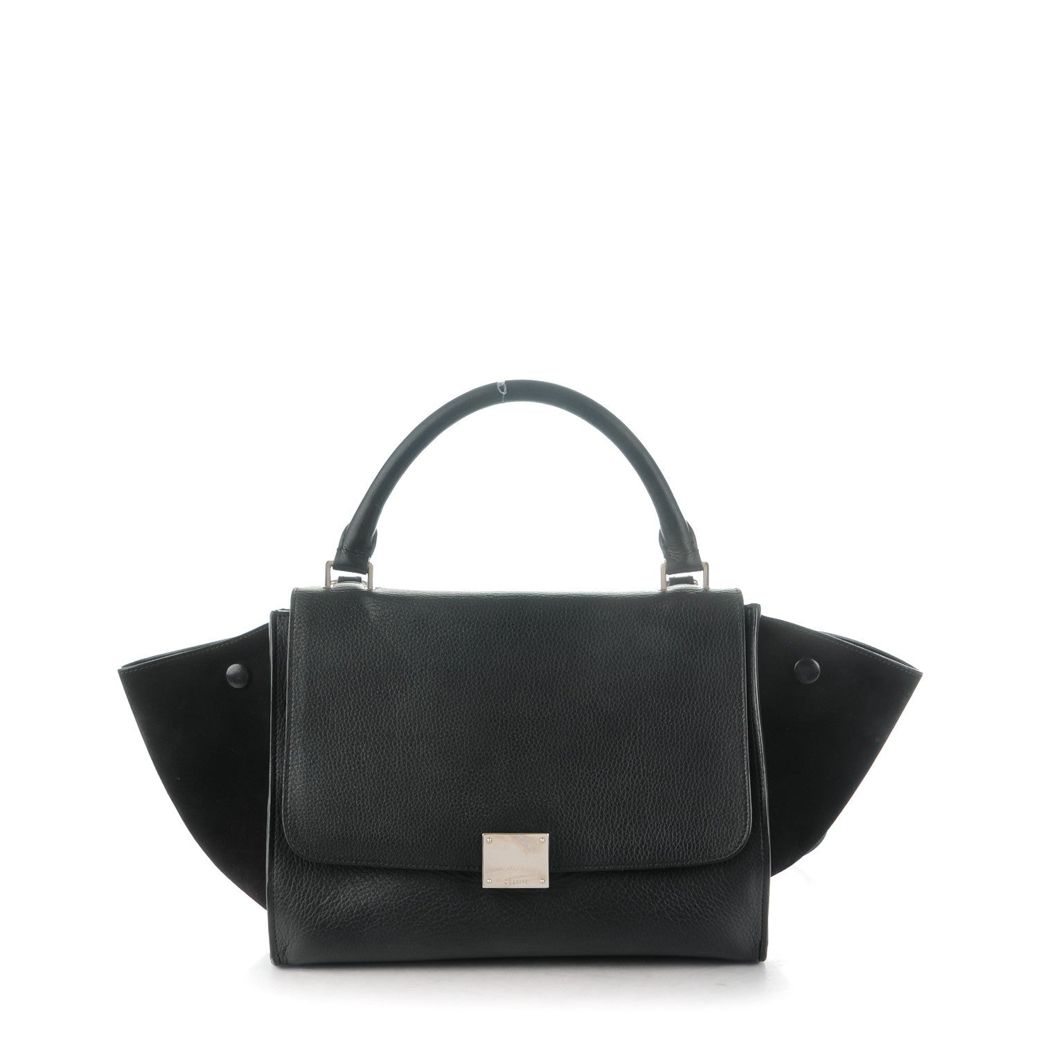 Celine Drummed Calfskin Suede Small Trapeze Black 1 of 8