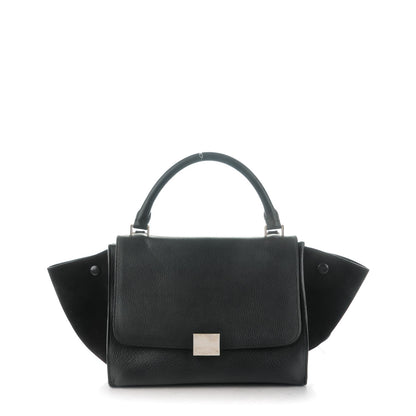 Celine Drummed Calfskin Suede Small Trapeze Black 1 of 8