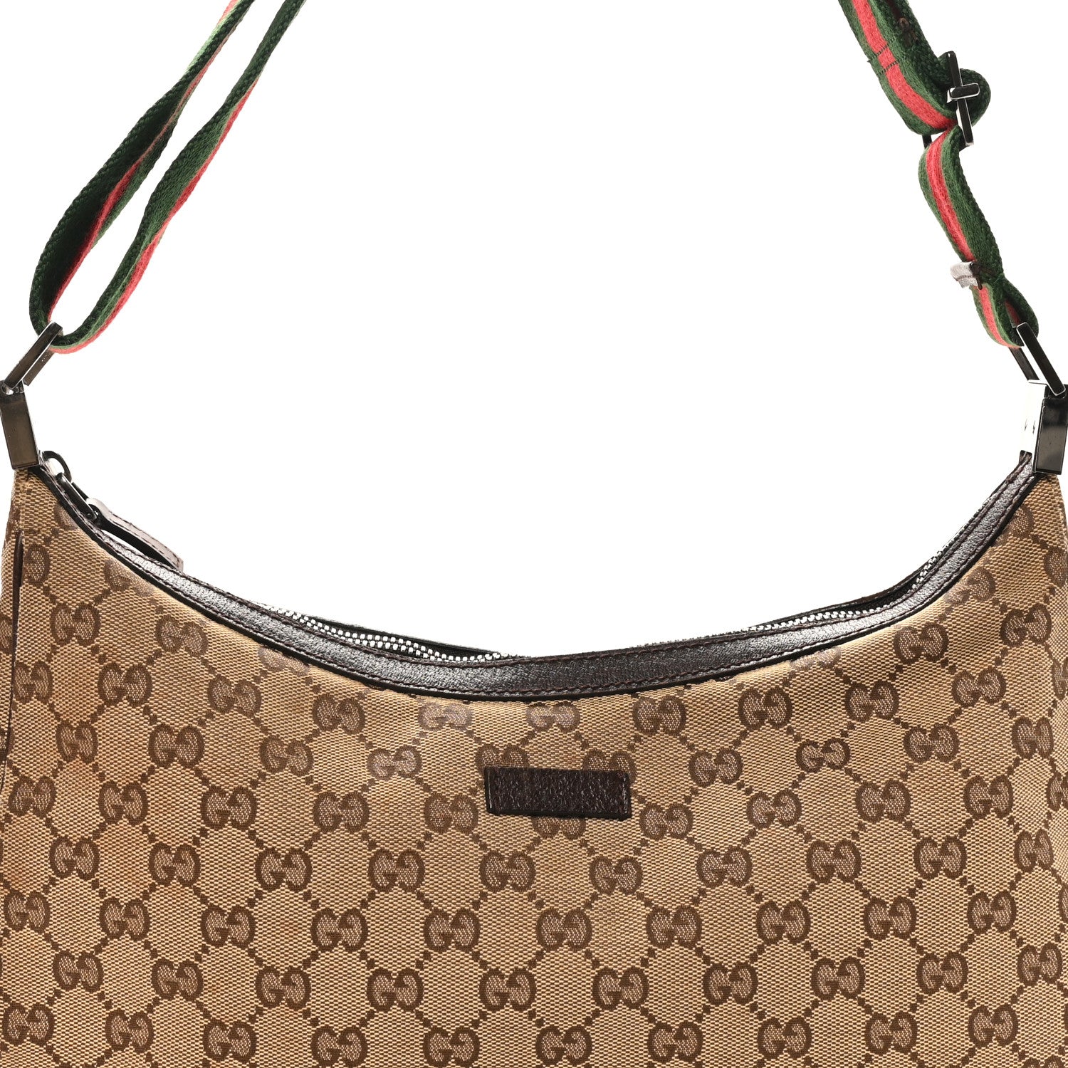 Gucci Monogram Web Medium Half Moon Hobo Dark Brown 7 of 9