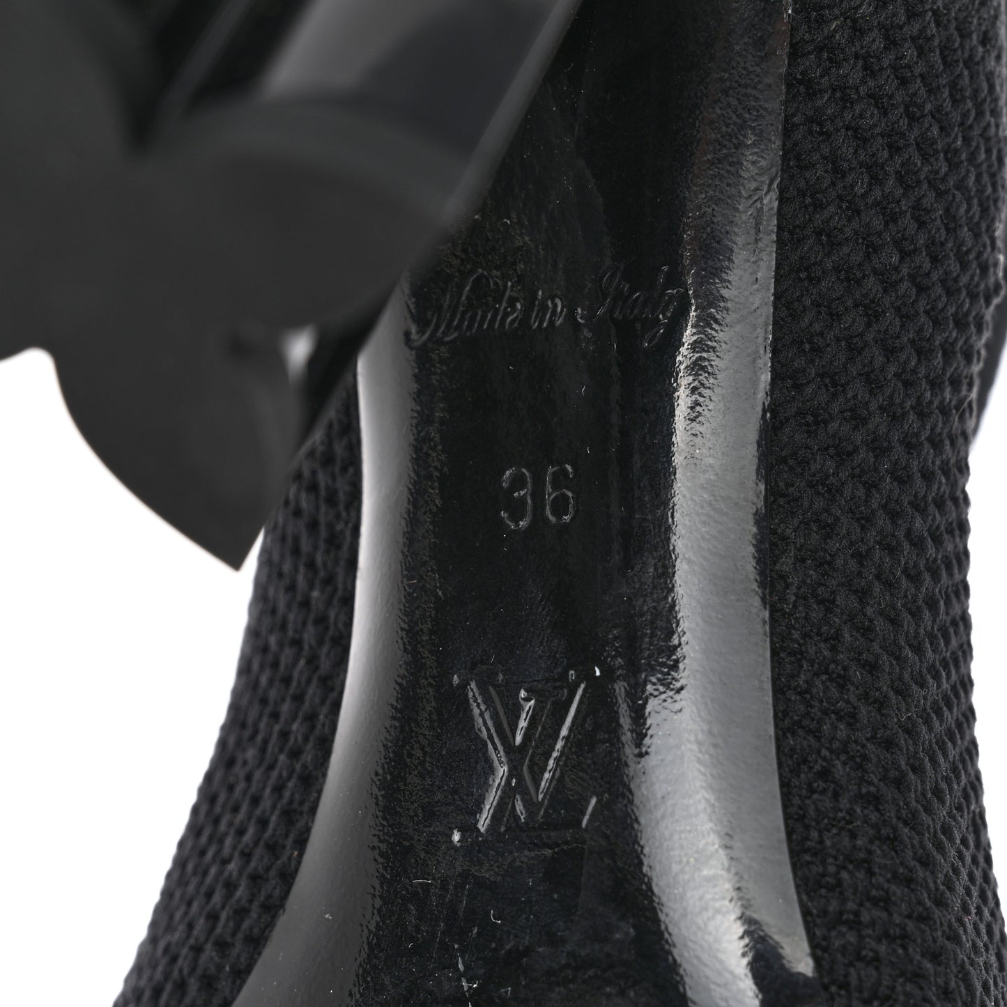 Monogram Stretch Fabric Silhouette Ankle Boots 36 Black