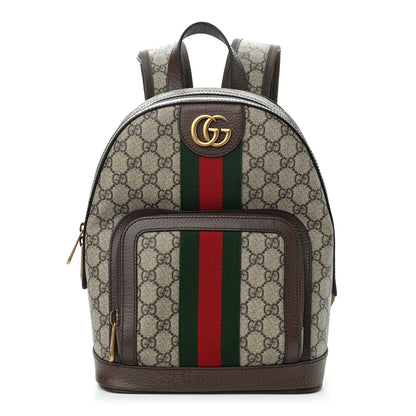 Gucci GG Supreme Monogram Calfskin Web Small Ophidia Day Backpack Beige Ebony New Acero 1 of 10
