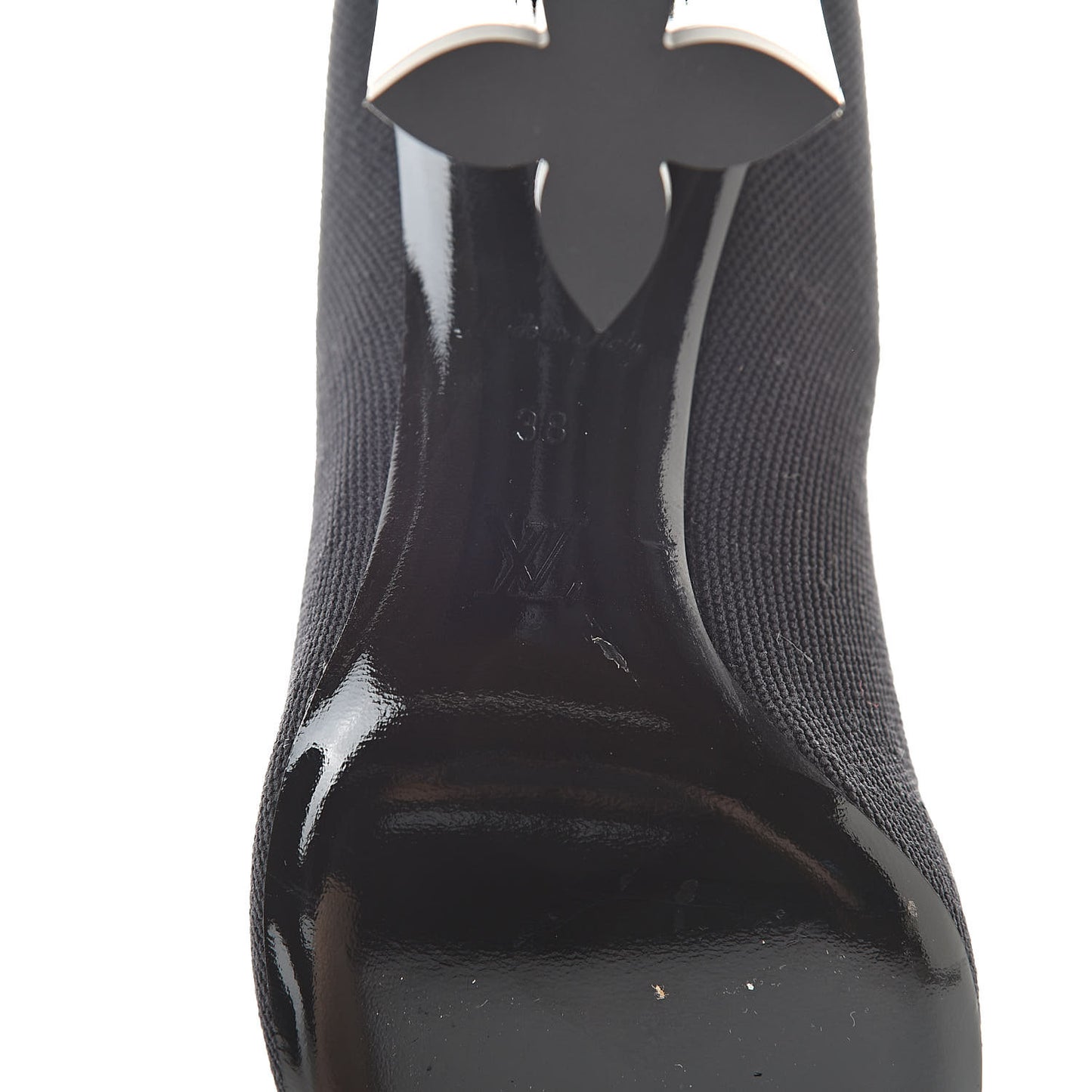 Stretch Fabric LV Black Heart Sock Ankle Boots 38 Black