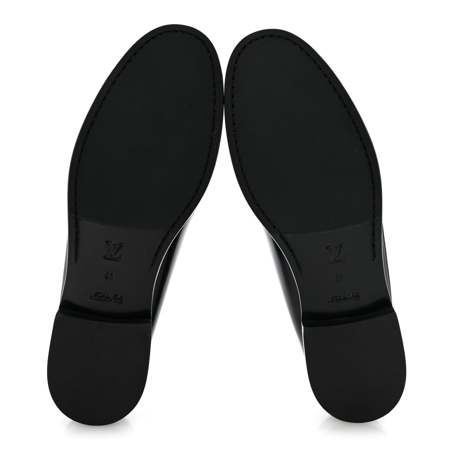 Glazed Calfskin Chess Flat Loafer 41 Black