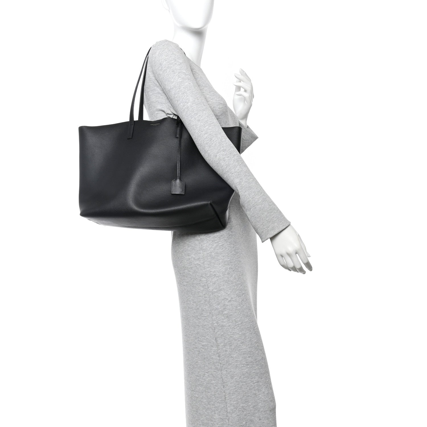 Saint Laurent Calfskin Large Shopping Tote Black 1825091