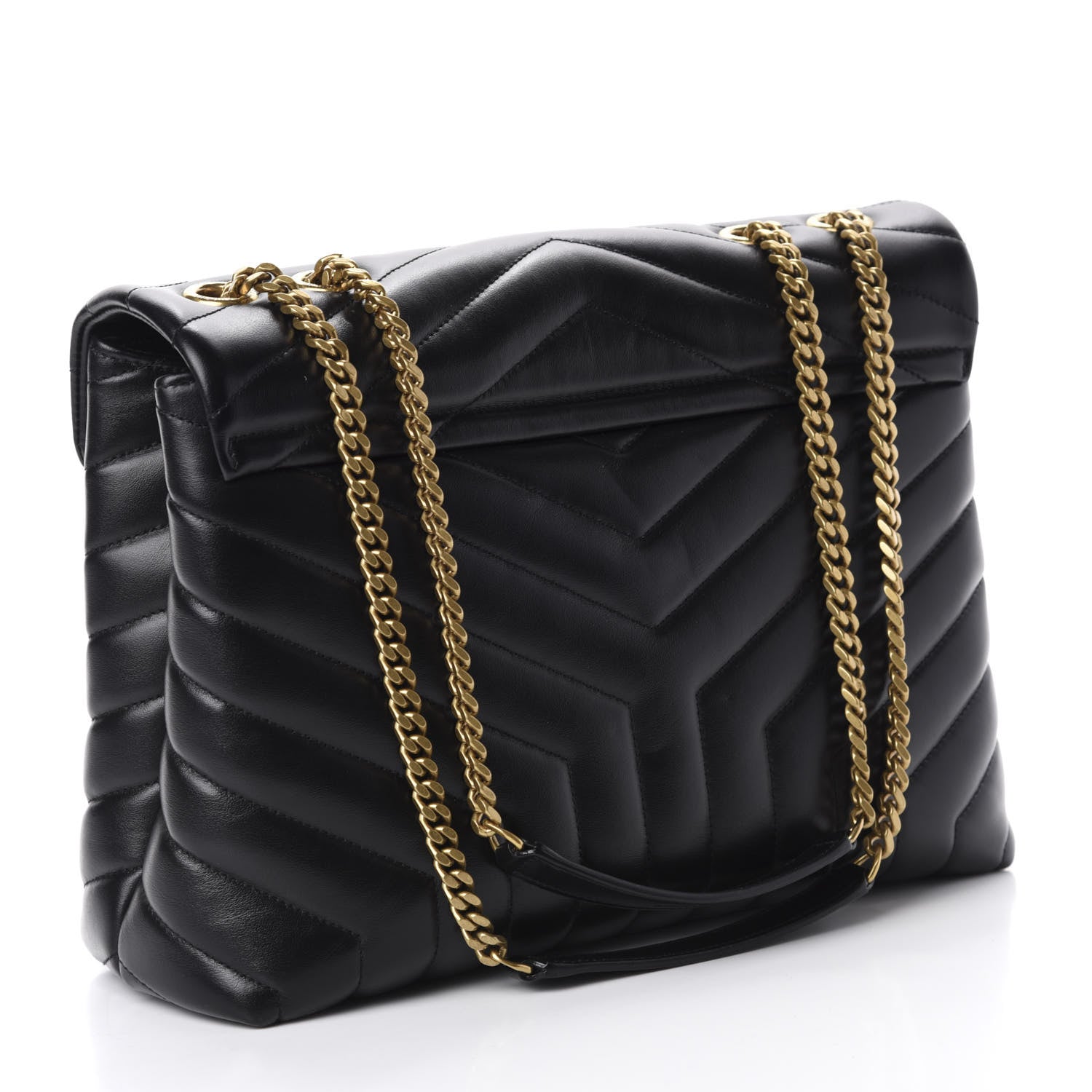 Saint Laurent Calfskin Y Quilted Monogram Medium Loulou Chain Satchel Black 3 of 12