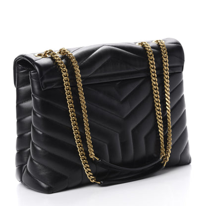Saint Laurent Calfskin Y Quilted Monogram Medium Loulou Chain Satchel Black 3 of 12