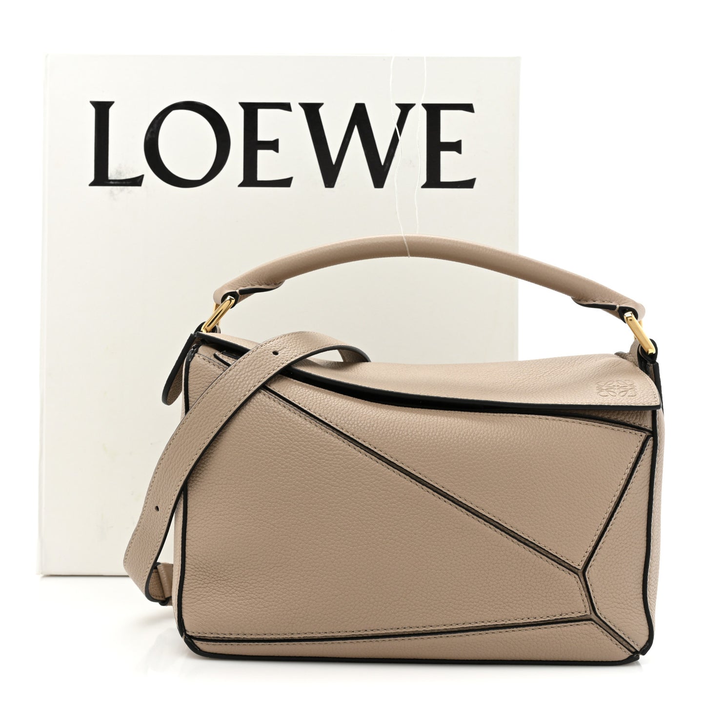 Grained Calfskin Small Puzzle Bag Sand