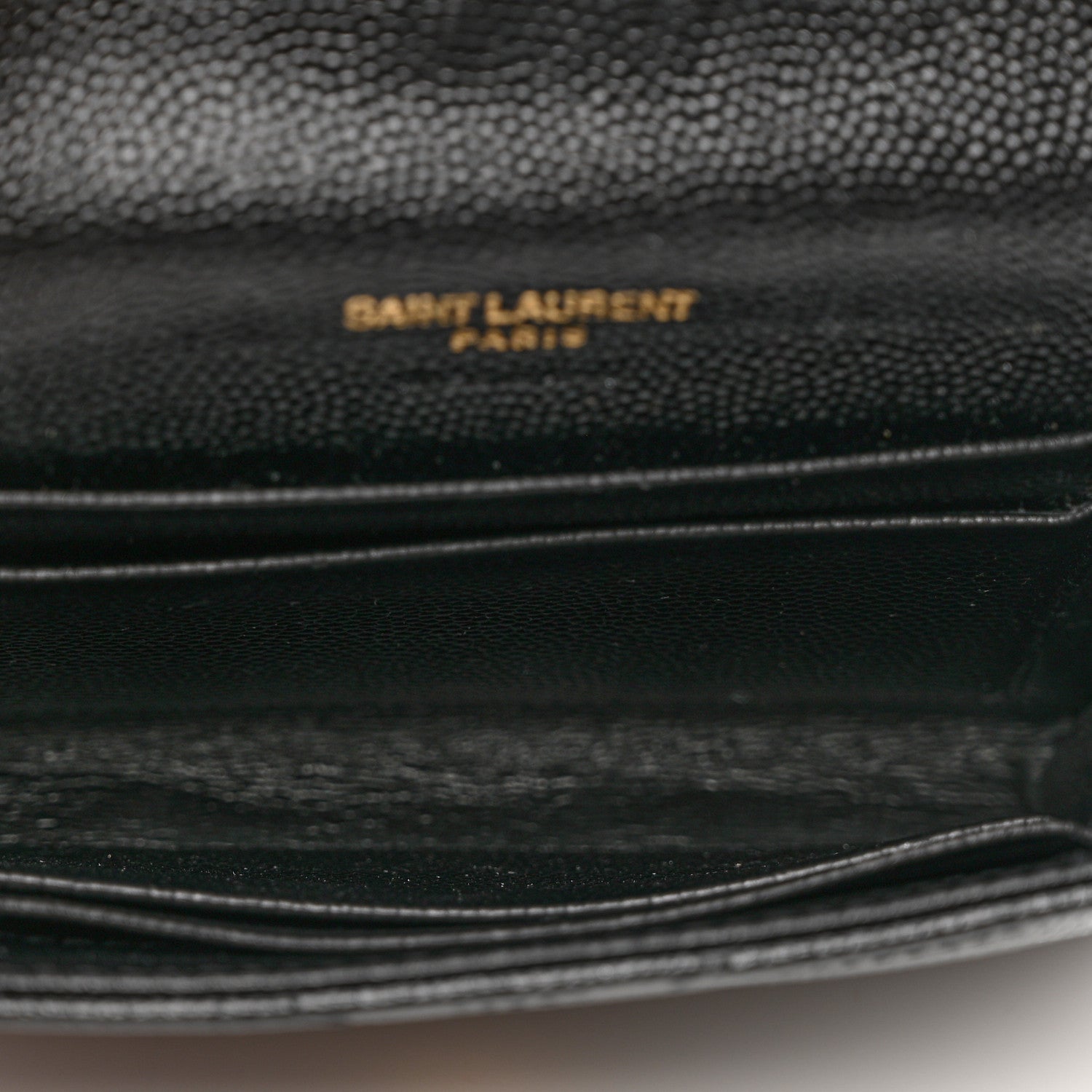 Saint Laurent Grain De Poudre Matelasse Chevron Small Monogram Envelope Wallet Black 5 of 8