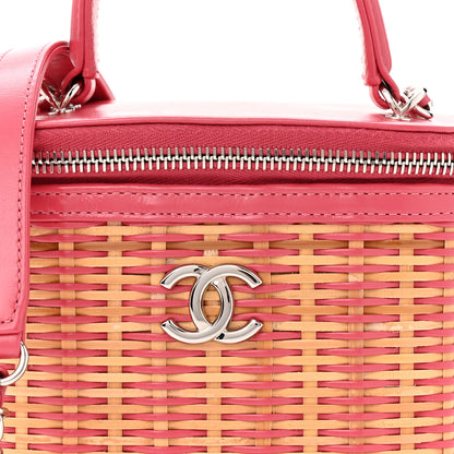 Chanel Calfskin Raffia Small Take Away Vanity Case Bag Pink Beige 8 of 10