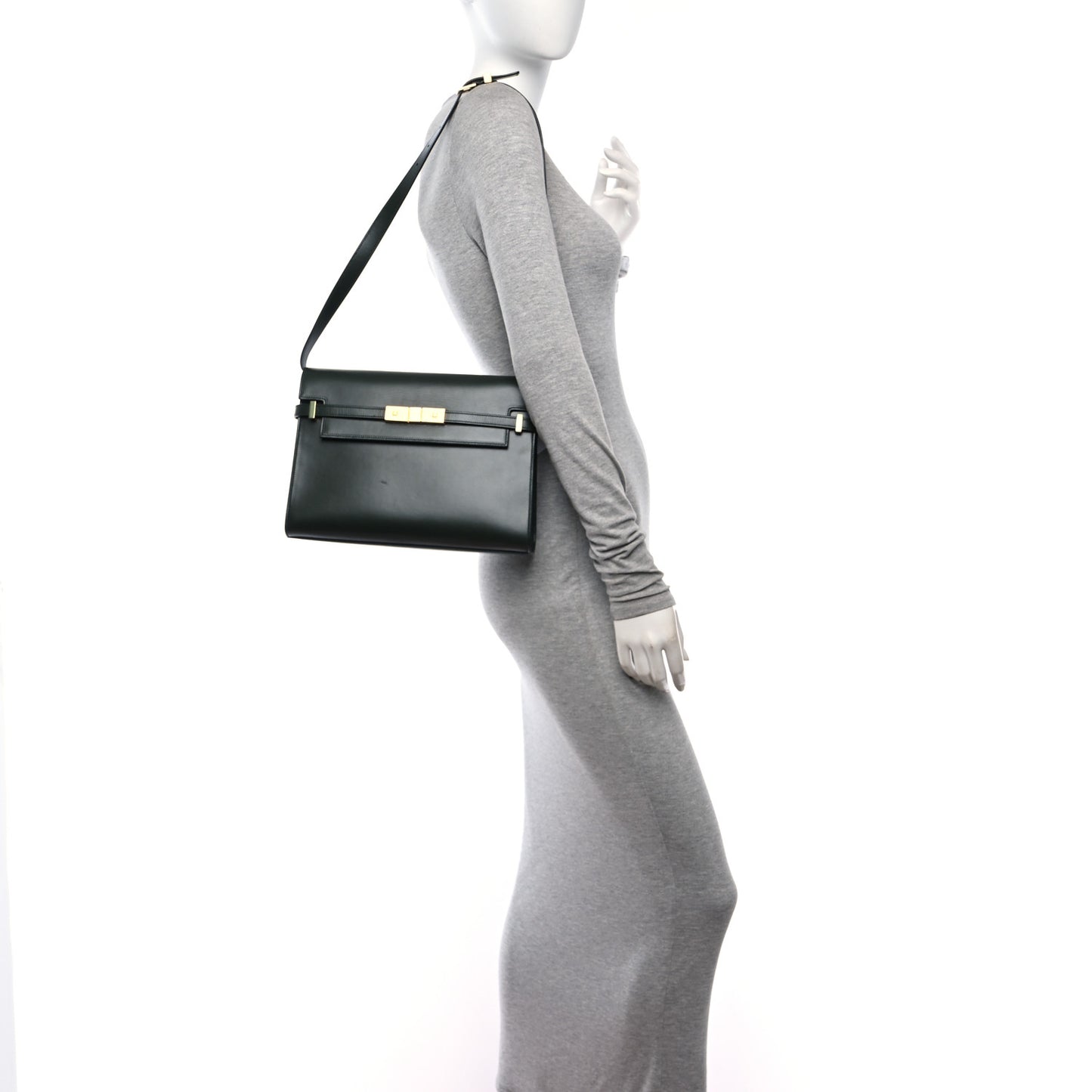 Smooth Calfskin Manhattan Shoulder Bag Dark Green