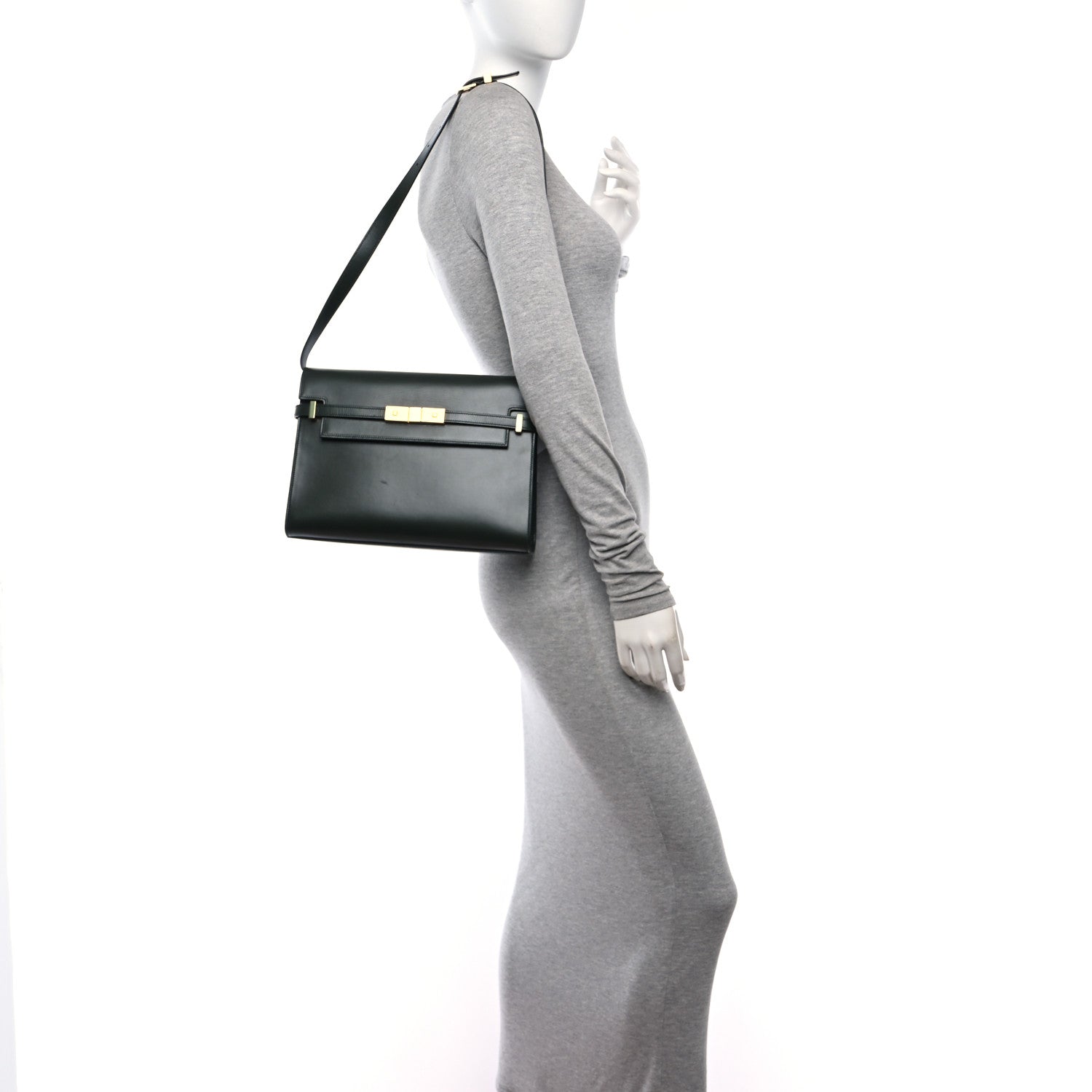 Saint Laurent Smooth Calfskin Manhattan Shoulder Bag Dark Green 2 of 9