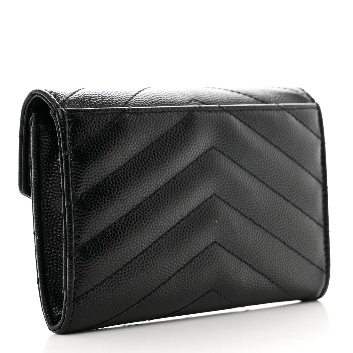 Grain De Poudre Matelasse Chevron Small Monogram Envelope Wallet Black