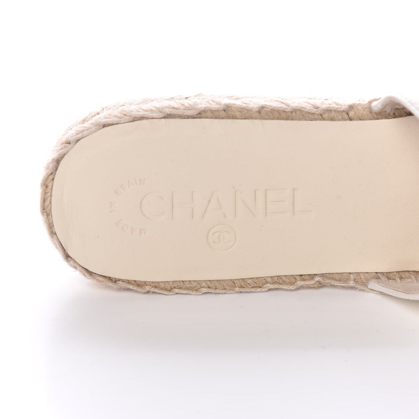 Iridescent Goatskin CC Espadrille Mules 41 Ivory Black