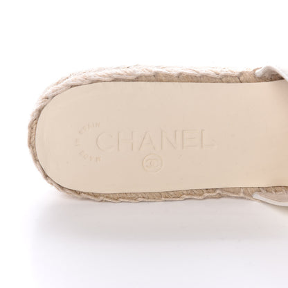 Chanel Iridescent Goatskin CC Espadrille Mules 41 Ivory Black 6 of 10