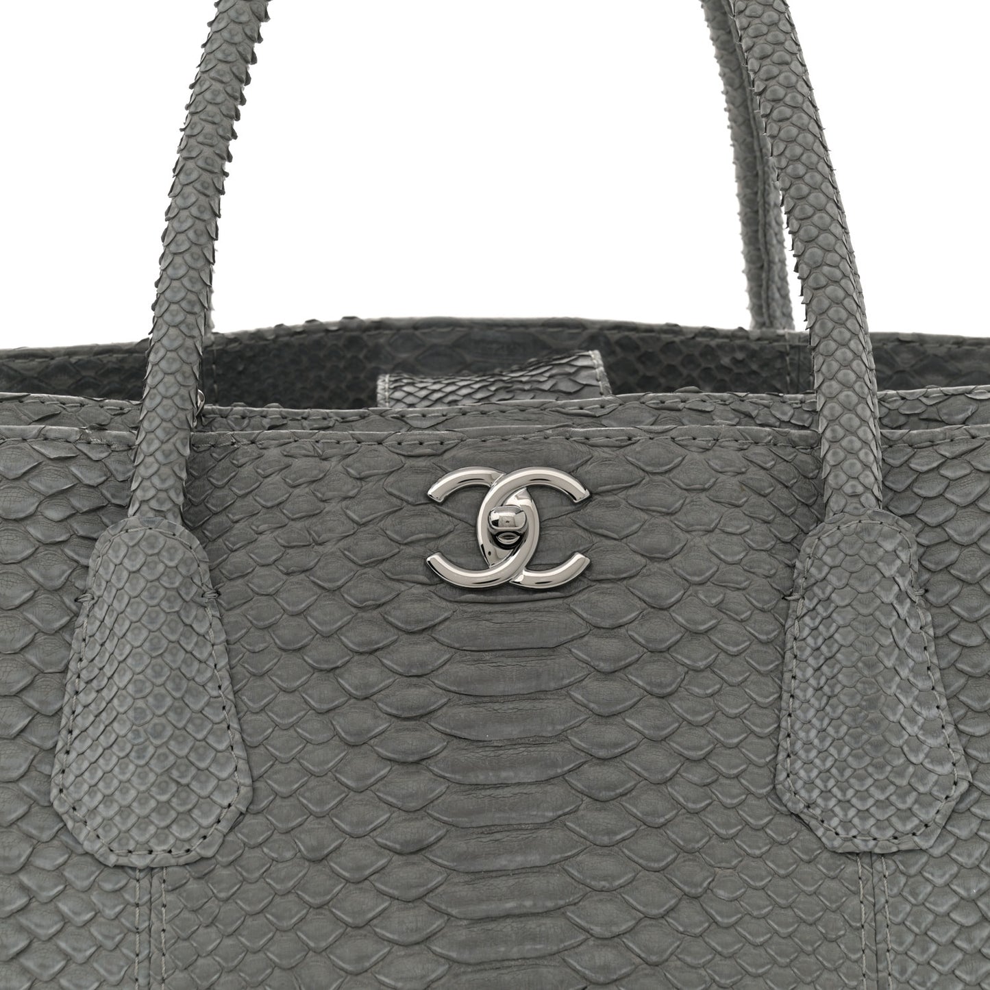 Snakeskin Executive Cerf Shopper Tote Grey