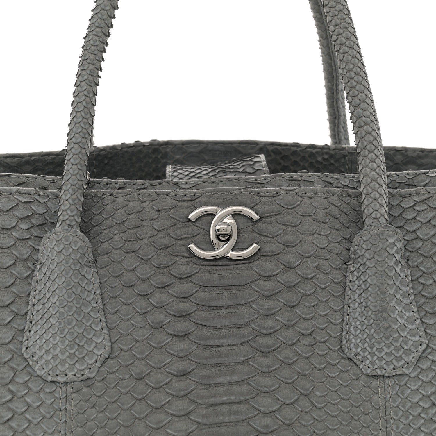 Chanel Snakeskin Executive Cerf Shopper Tote Grey 8 of 12